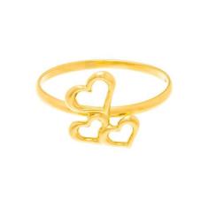 Anel Rommanel Banhado Ouro Aro Fino Corações Vazados 512736, 18