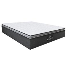 Colchão Casal Queen Molas Ensacadas Pillow Top Maximus 158x198x28cm Cinza/Branco Gazin