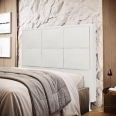 Cabeceira Estofada Maia 140 Para Cama De Casal Couro Branco Aradecor