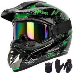 Capacete de Motocross Yesmotor Infantil - DOT Aprovado - Verde - Taman