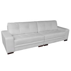 Sofá 3 Lugares Bipartido Sala de Estar Milano 240cm Couro Branco - Gra