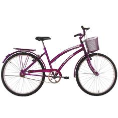 Bicicleta Infanto Juvenil Feminina Aro 24 Susi Violeta com Paralamas, Bagageiro e Cestinha - Dalannio Bike