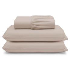 Jogo de Lençol Casal Malha 100% Algodão 03 Peças Com Elástico Avelã - 