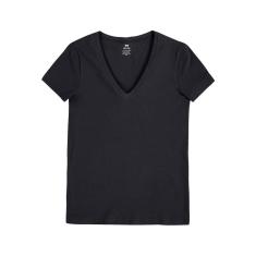 Blusa  Básica Decote V Com Elastano Feminina-Feminino