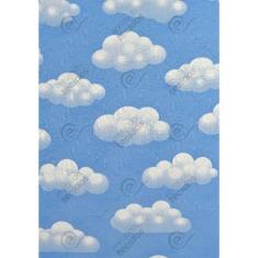 Tecido Jacquard Estampado Nuvem Azul - 1,40M De Largura