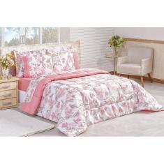 Kit Edredom Naturale King 3 Peças 200 Fios Rosa Serene