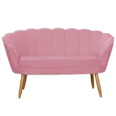 Namoradeira Estofada 2 Lugares Para Sala Comercial Pétala Suede Rosa Barbie - LM DECOR