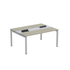 Mesa Plataforma Dupla com Pé de Aço para Coworking 160x120 Pdc16/12/2p Nogueira Casablanca/Cinza
