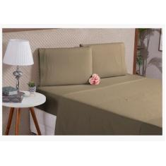 Kit Jogo De Cama Algodão Com Lençol De Cima Casal Percal 180 Fios Bege