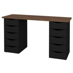 Mesa para Computador Escrivaninha Due Web Nogal/Preto - Artany, Preto 