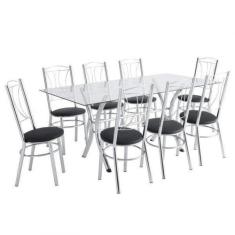 Conjunto Mesa 8 Cadeiras Cromado Moveis - Unimóvel