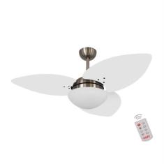 Ventilador de Teto Dormamu Bronze 3 Pás Branco 127V com Controle - Cas