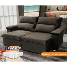 Sofá Retrátil Reclinável Paris 1.80m Suede Velut Marrom Claro Molas Ensacadas - King House