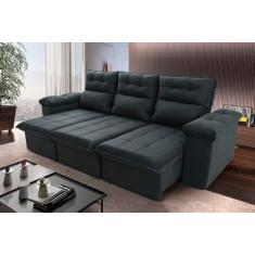 Sofá Retrátil Reclinável Verona 2.30m Cinza Lunar Molas no Assento - King House