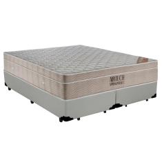 Cama Box Queen Bipartido Sintético + Colchão Ortobom Airtech Molas Ensacadas 65x158x198 Cor:branco