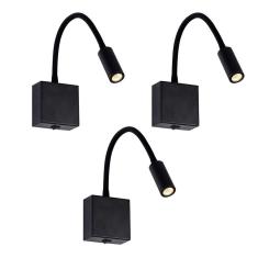 Arandela De Leitura Led Articulada Preta 3W 3000K Ace15 3un