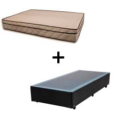 Cama Box Solteiro 88 Tecido Sintético Preto Com Colchão Polônia Bello Box - D28 65x88x188