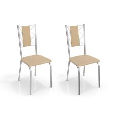 Conjunto com 2 Cadeiras Lisboa Marrom Claro