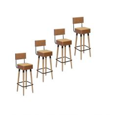 Kit 4 Banquetas Altas Estofadas Florença Amarula - Adz