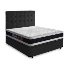 Cama Box Baú Casal + Cabeceira Cassis + Colchão Espuma D45 Castor Black White Double Face 138cm