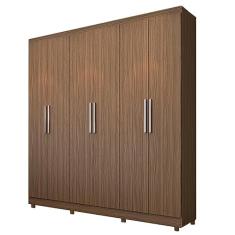 Guarda-roupa Casal Édez Thor, 6 Portas, Nogueira