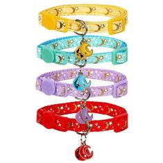 Yizepet Coleiras para gatos com sinos, coleira de gatinho separada, coleira fofa de gatinho, acessórios para animais de estimação