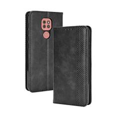 Capa para Moto G9 Play, carteira de couro com suporte flip para Moto G9 Play, capa magnética retrô para celular, capa carteira com compartimentos para cartões