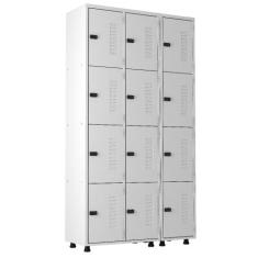 Armário Roupeiro Aço 12 Portas Academia Guarda Volume Trinco Cinza - E