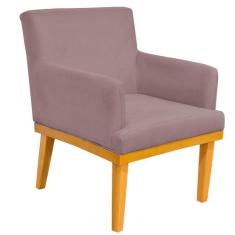 Poltrona Decorativa Para Sala de Estar Base Mel Beatriz W01 Suede Rosê