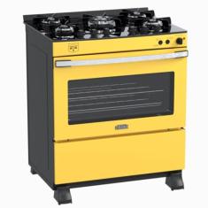Fogao 5 Bocas Venax Gaudi Vetro Vitreo Amarelo Gas GLP 220 V