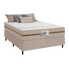 Cama Box Casal Colchão Molas Flora Bege 138X188X60Cm Marrom