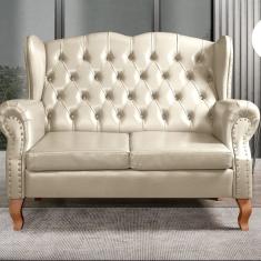 Sofá Imperador Namoradeira Chesterfield Retrô Colonial Bege