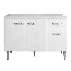 Balcão Gabriela De Pia 120Cm Sem Tampo 3 Portas Branco