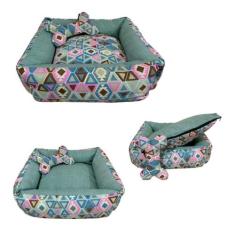 Cama Impermeável Com Travesseiro Para Cães E Gatos - Verde P - Nica pe