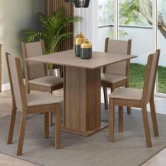 Conjunto Sala de Jantar Madesa Alana Mesa Tampo de Madeira com 4 Cadei