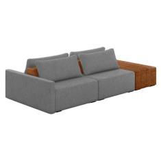 Sofá Ilha 2 Lugares Living 292cm Modulado Lary Linho K01 Cor Grafite -