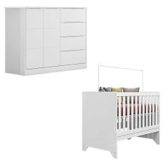 Berço Americano Retro Maya E Cômoda Infantil Eloá Branco Acetinado – Phoenix Baby