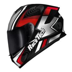 Capacete Race Tech Hit Draw Preto Cinza e Vermelho, 62