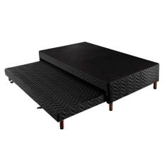 Cama Box Base C-auxiliar Com Auxiliar Sommier Rústico Bordado Black (88x188x30) - Paropas