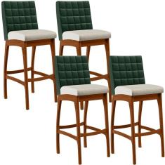 Kit 04 Banquetas Altas B04 Verde Musgo Champagne