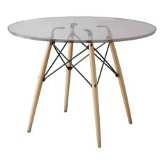Mesa De Jantar Eiffel Redondo Tampo De Vidro 110Cm - Branco