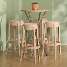 Conjunto 8 Banquetas Shine Plus 74,6 X37,4 X 37,4 Capuccino