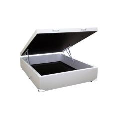 Base Box Baú Casal Sintético Branco - 39x138x188
