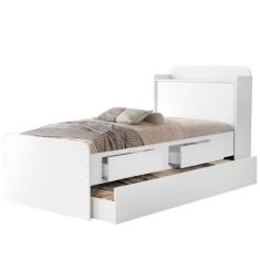 Bicama de Solteiro com Báu Tamires 105,5x98x219,5cm Cambel, BRANCO