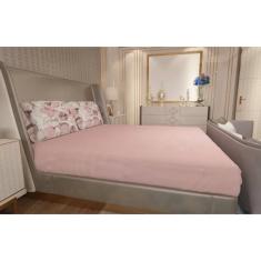 Jogo de Lençol Zono Enxovais Cama Queen 3 Peças Malha 100% Algodão Folhas Rosado