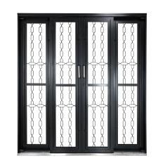 Porta de Correr de Aço 215x200cm Pantografica Grade Elo Ideal Crv Esquadrias Preto