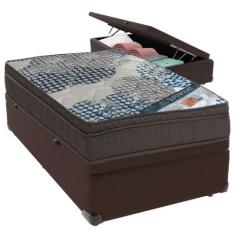 Cama Box Baú Marrom E Colchão Iso Superpocket Molas Ensacadas Solteiro
