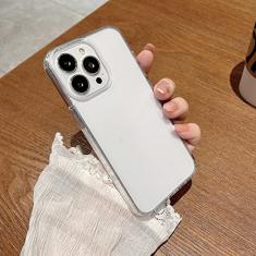 Capa de telefone em acrílico rígido transparente fosco de luxo para iPhone 14 13 12 11 Pro Max Mini X XR XS Capa traseira macia à prova de choque, transparente, para iPhone 11 Pro Max