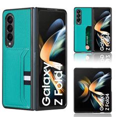 Asuwish Capa de telefone para Samsung Galaxy Z Fold 4 5G 2022 capa com compartimento para cartão de crédito e acessórios de celular de couro híbrido fino e resistente ZFold4 Z4 Fold4 4Z ZFold45G