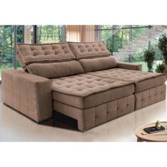 Sofá Retrátil E Reclinável 2,15M Cama Inbox Big Puffer Com Softgel D40 Velupluma Castor